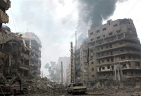 Alguns bairros de Beirute foram transformados em ruínas depois dos ataques israelenses. Foto : AFP