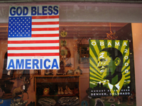 O interesse pela convenção Democrata é visível nas lojas de Denver.Foto : Donaig Le Du/RFI