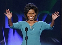 Michelle Obama foi a grande estrela da primeira noite da Convenção Democrata. Ela discursou ao lado das filhas, Sacha e Malia.  Foto: Reuters