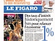A modelo Carol Trentini, vestida com a fantasia de carnaval da Grande Rio, inspirada no Ano da França no Brasil, está na primeira página de <em>Le Figaro.</em>