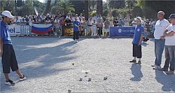 Partida do Campeonato Europeu de Pétanque, disputado no final de julho, em Nice, sul da França.Foto: Elcio Ramalho/RFI