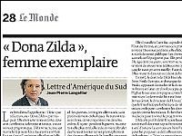 O artigo "Dona Zilda, uma mulher exemplar" pode ser lido na página 28 do jornal "Le Monde" com data de 21 de janeiro.  Foto: DR