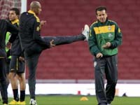 Treino da equipe brasileira no Emirate Stadium em Londres Foto: Reuters