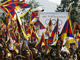 流亡藏人在印度达兰萨拉集会抗议中国侵犯西藏人权(Photo : AFP)