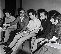 Claude Lelouch, Jean-Luc Godard, François Truffaut, Louis Malle und Roman Polanski in Cannes 1968©Tourte/StillsGamma