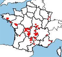 IRSN-Karte von ehemaligen Uranminen und Urandepots in Frankreich© Geosignal