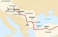 Verlauf der Gas-Pipeline Nabucco.(Source : Wikipedia)