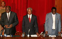 Mwai Kibaki, Kofi Annan and Raila Odinga(Photo: Reuters)