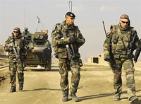 French soldiers patrol near Kabul, Afghanistan in February 2008(Photo : AFP)
