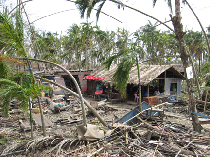 Some of the destruction in Bogalay.(Photo: Luc Auberger)
