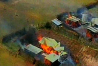 TV image of aerial footage of burning buildings near Eldoret, 1 Jan 2008(Photo: Reuters)