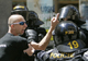 A right-wing extremist argues with riot police during a Gay Pride parade where homosexuals and lesbians demonstrate for equal rights and against discrimination in Brno June 28, 2008. (Photo: Reuters)