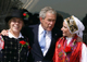 U.S. President George W. Bush (C) speaks with a couple dressed in traditional Slovenian costumes at Brdo Castle after the U.S.- E.U. Summit in Slovenia, June 10, 2008. REUTERS/Srdjan Zivulovic (SLOVENIA)(Photo: Reuters)