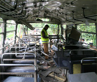 The bombed bus in Kandy (Photo: Reuters)