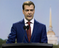 Medvedev speaks at the St Petersburg Economic Forum(Photo: Reuters)