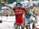 Cofidis team rider Samuel Dumoulin of France (L) holds up his arms, ahead of Agritubel team rider Romain Feillu of France, as he wins the third stage of the 95th Tour de France cycling race between Saint-Malo and Nantes, July 7, 2008. REUTERS/Thierry Roge (FRANCE)(Photo: Reuters)