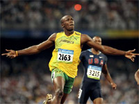 Usain Bolt after his world record setting win.(Photo: AFP)