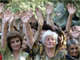 People raise their hands for independence in Tskhinvali, South Ossetia.(Photo: Reuters)
