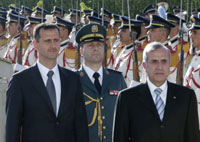 Bashar al-Assad and Michel Sleiman in Damascus.(Photo: Reuters)