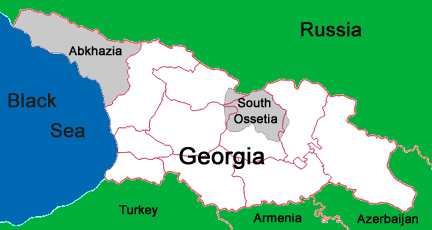 Abkhazia and South Ossetia: the separatist regions of Georgia.(Map: RFI)