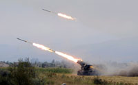 Georgian troops fire rockets at a South Ossetian separatist territory.(Photo: Reuters)