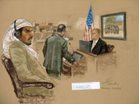 Salim Hamdan in court (artist's impression)