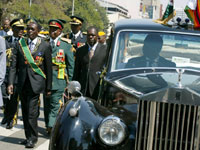 President Robert Mugabe arrives for the official opening of the Parliament in Harare(Reuters)