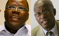 Tendai Biti (L) and Justice Minister Patrick Chinamasa, who are both at the negotiations(Photo : AFP)