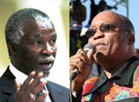 South African President Thabo Mbeki (L) and former Vice-President Jacob Zuma.(Photo : AFP et V. Hirsch/RFI)