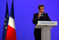Nicolas Sarkozy delivers a speech on the French economy in Toulon, 25 September 2008.(Photo: Reuters)