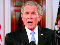 George W Bush spoke via satellite feed.(Photo: Reuters)
