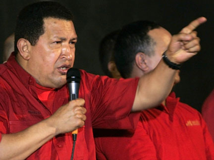 Venezuela's President Hugo Chavez speaks during a meeting with supporters in Caracas.
(Photo: Reuters)