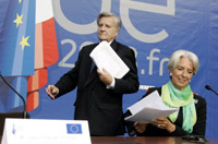 France's Finance Minister Christine Lagarde (R) and European Central Bank President Jean-Claude Trichet after a Euro zone finance ministers and central bankers in Nice(Photo: Reuters)