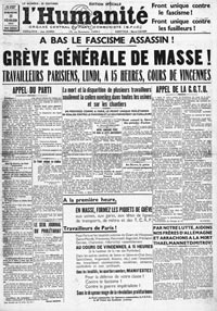 L'Humanité announces the 1936 general strike