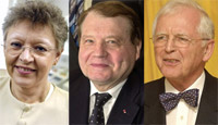 2008 Nobel Prize Medicine winners Barre-Sinoussi (l), Montagnier (c) and zur Hausen (r)(Photo: AFP)