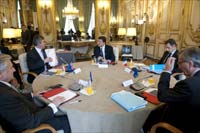 Left to Right: European Central Bank President Jean-Claude Trichet, Gordon Brown, European Commission President Jose Manuel Barroso, Sarkozy and Eurogroup President Jean-Claude Juncker at a pre-summit meeting, 12 October(Photo: Reuters)