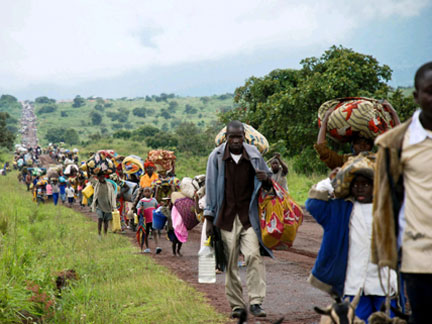 People on the road to Goma after fleeing fighting in Kibumba (around 20 km north of Goma)(Photo: Michael Arunga/Reuters)