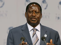 Raila Odinga addresses a plenary session during the 1st World Policy Conference in Evian (Photo: Reuters)