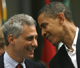 Democratic presidential nominee Senator Barack Obama (D-IL) (R) speaks with Representative Rahm Emanuel (D-IL) during a Chicago 2016 Olympics rally in Chicago in this 6 June 2008 file photo. Emanuel, a member of the Democratic leadership in the House of Representatives, has been offered the job to head President-elect Barack Obama's staff, party sources said. The sources said that the job was offered to Emanuel on 5 November  2008, just hours after Obama was elected, and Emanuel was expected to quickly accept the post of White House chief of staff. REUTERS/John Gress/(Photo: Reuters)