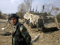 An Afghan soldier at the scene of a suicide attack in Baghlan this week(Photo: Reuters)