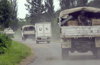 A UN aid convoy heads for Rutshuru(Photo: Reuters)