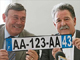 MPs Marc Bernier and Richard Mallié present the new car registration plate.(Credit: AFP)
