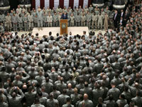 George W. Bush speaks to U.S. troops in Baghdad on Sunday(Photo: Reuters)