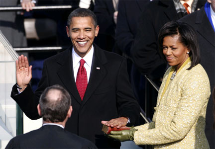 Barack Obama is sworn in as President.(Photo: Reuters)