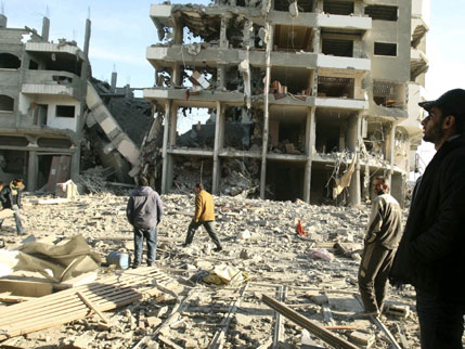 A residential building destroyed after an Israeli air strike in Gaza city, Tuesday
(Photo: Reuters)