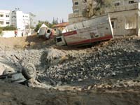 The remains of a mobile medical clinic in Gaza after it was bombed in an Israeli air strike(Credit: Reuters)