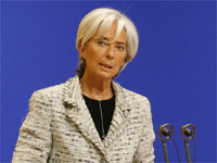 French Finance Minister Christine Lagarde giving a speech about the car industry.(Photo: Reuters)