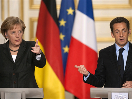 Nicolas Sarkozy and Angela Merkel in Paris.(Photo: Reuters)