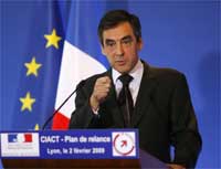 Prime Minister Francois Fillon at a press conference in Lyon after the ministerial meeting where he unveiled the stimulus plan(Photo: Reuters)