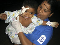 A wounded Tamil baby at the Trincomalee naval base(Photo: Reuters)